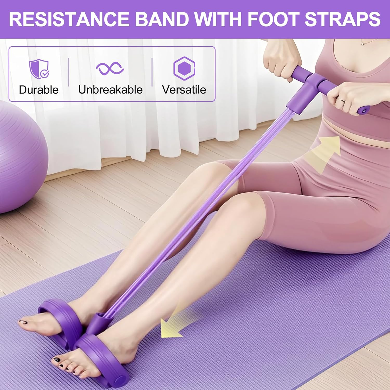 Sports Equipment Warehouse - 4-Röhren-Pedal-Widerstandsband Multifunktionales Spannungsseil Elastischer Yoga-Puller Heimtrainer