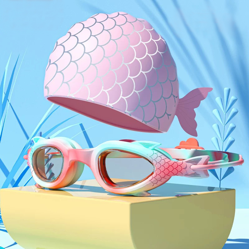 Swim Cap Silicone - Kinder-Schwimmbrille; Wasserdichte und beschlagfreie Silikon-Schwimmkappe und