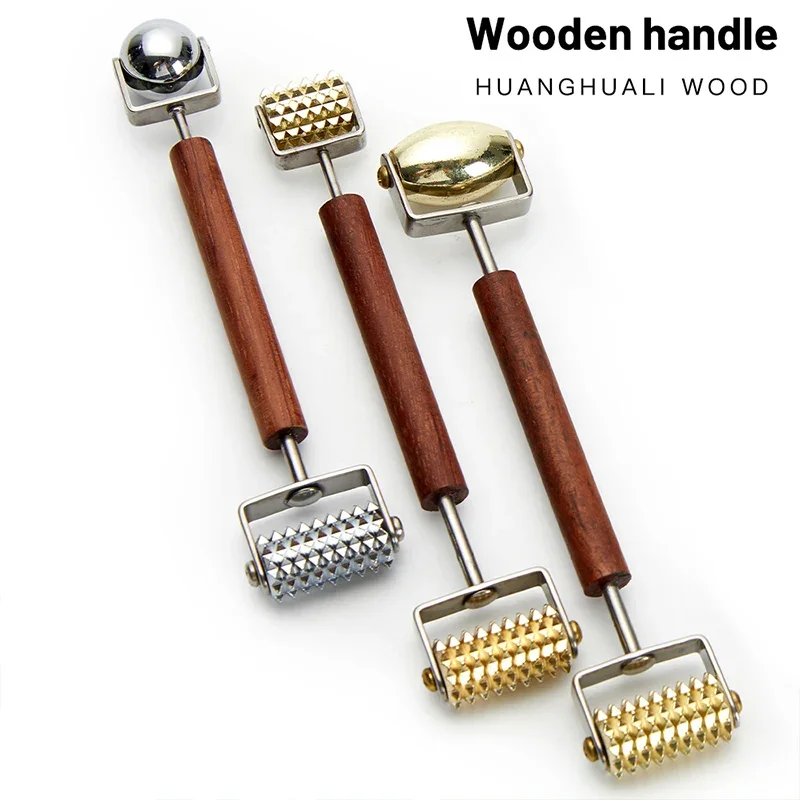 Lacrosse Stick Head - Edelstahl-Spitzroller mit Doppelkopf und Holzgriff, Gua